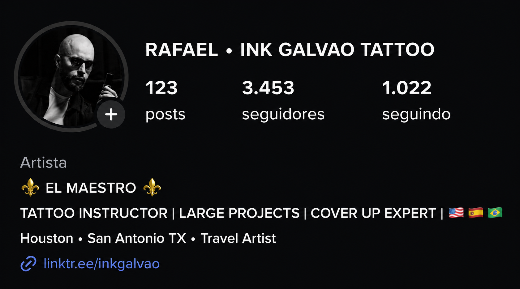 Rafael Galvão profile with 3,453 followers — before