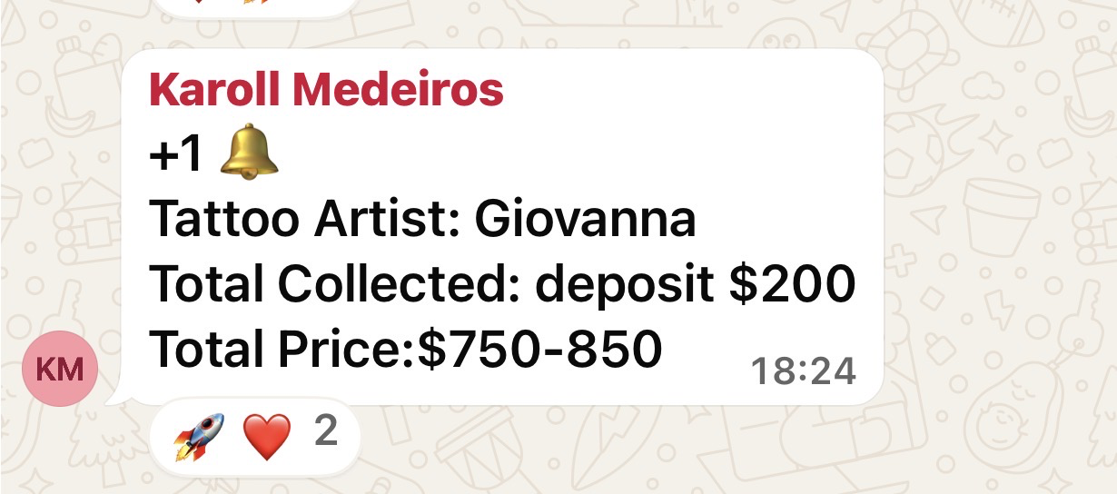 Venda fechada — Giovanna — ticket $750–850