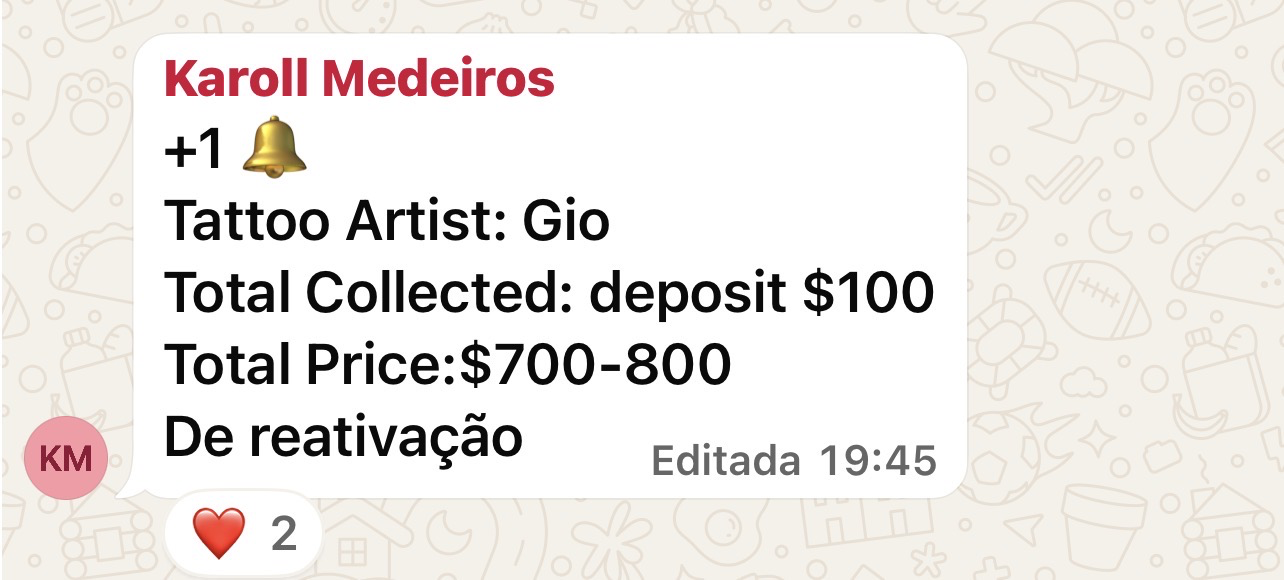 Venda fechada — Gio — ticket $700–800