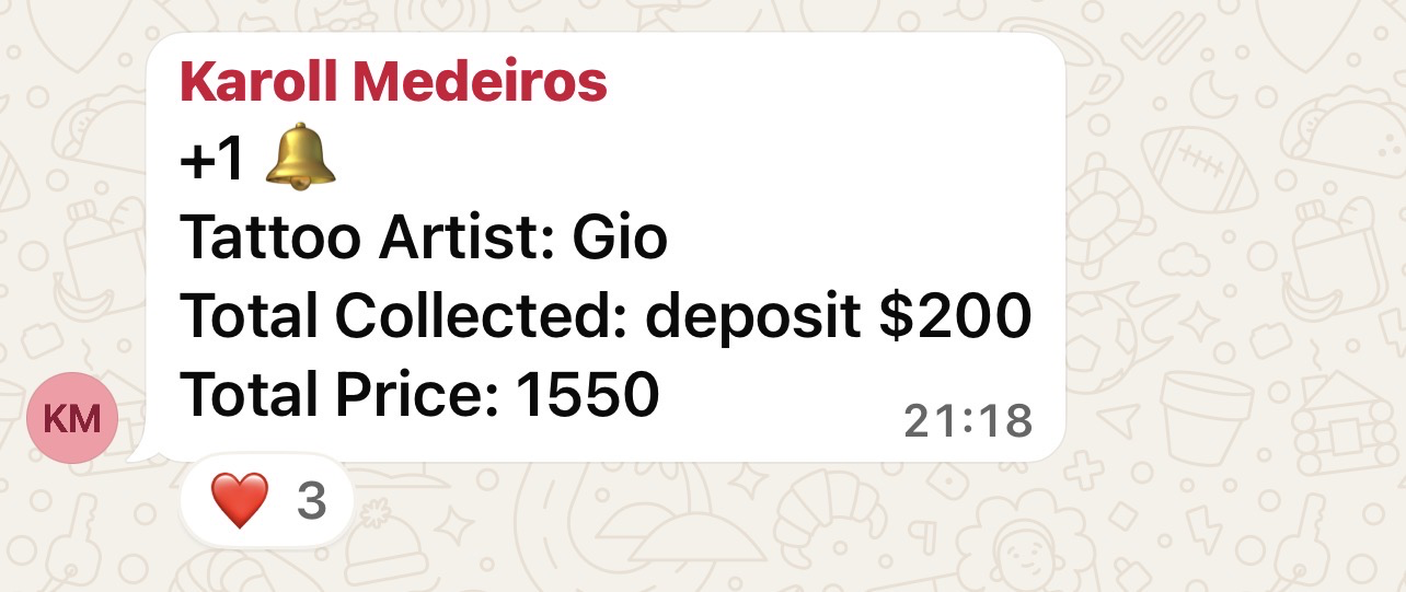 Venda fechada — Gio — ticket $1.550