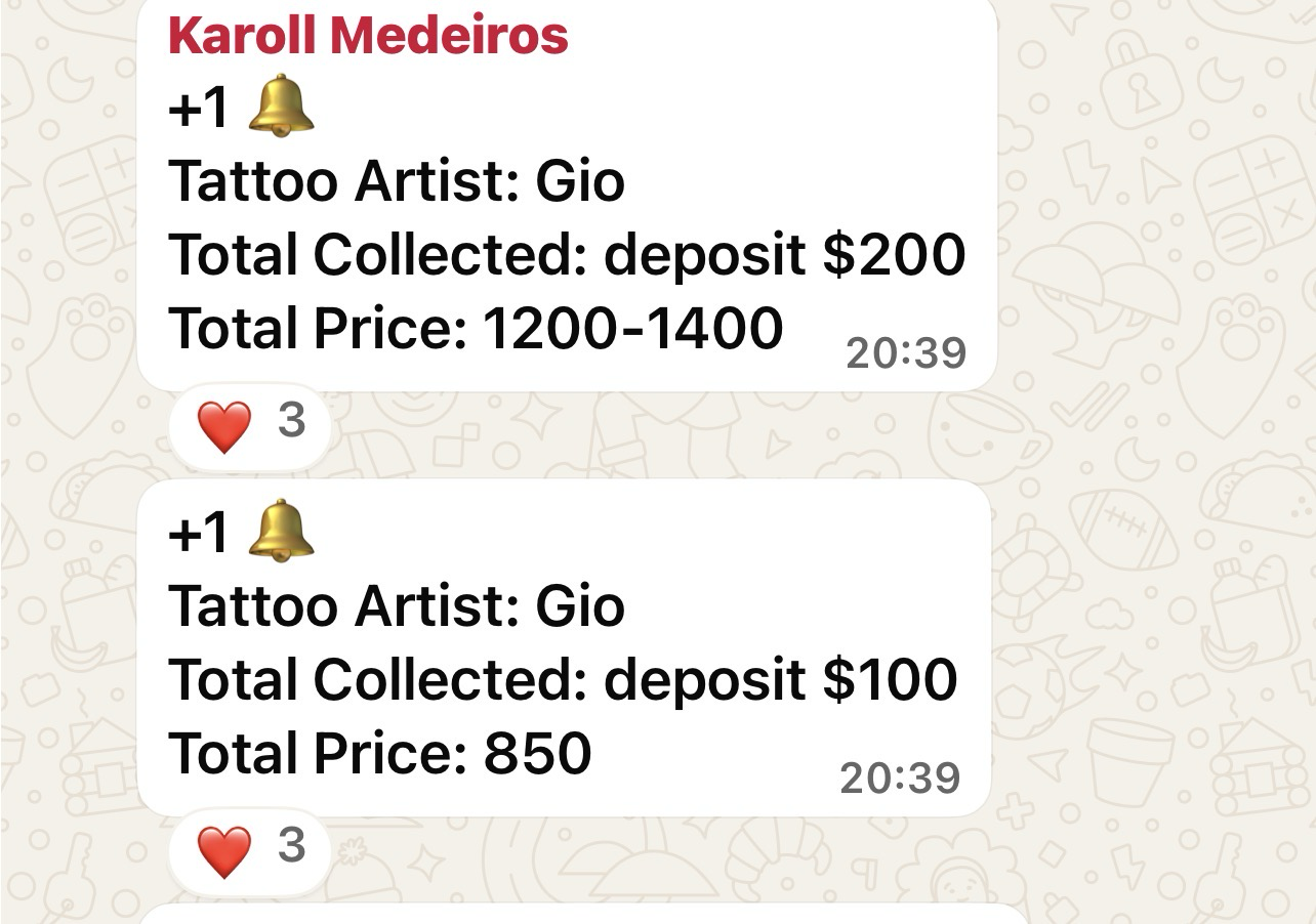 Venda fechada — Gio — ticket $1.200–1.400