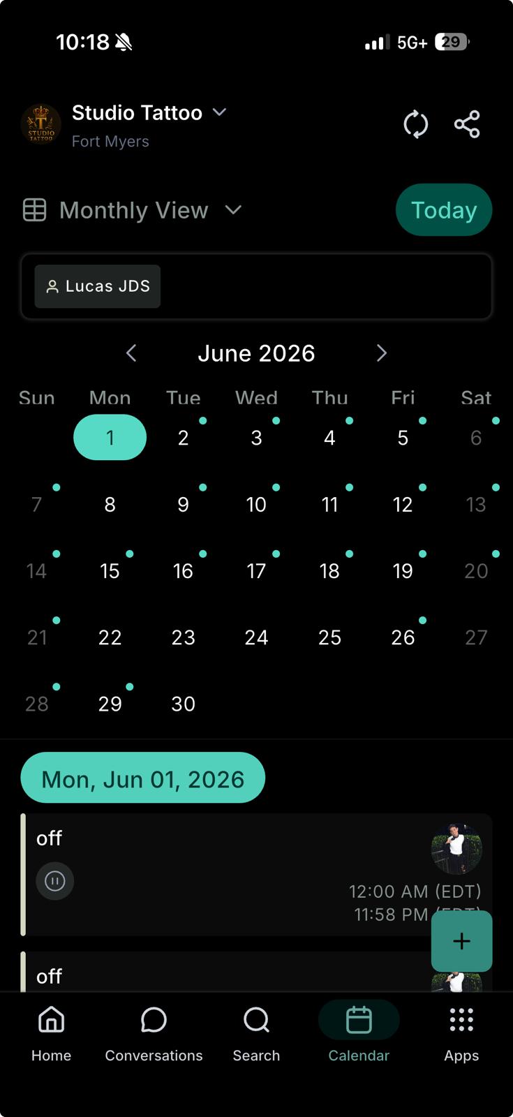 Fully booked calendar — June 2026