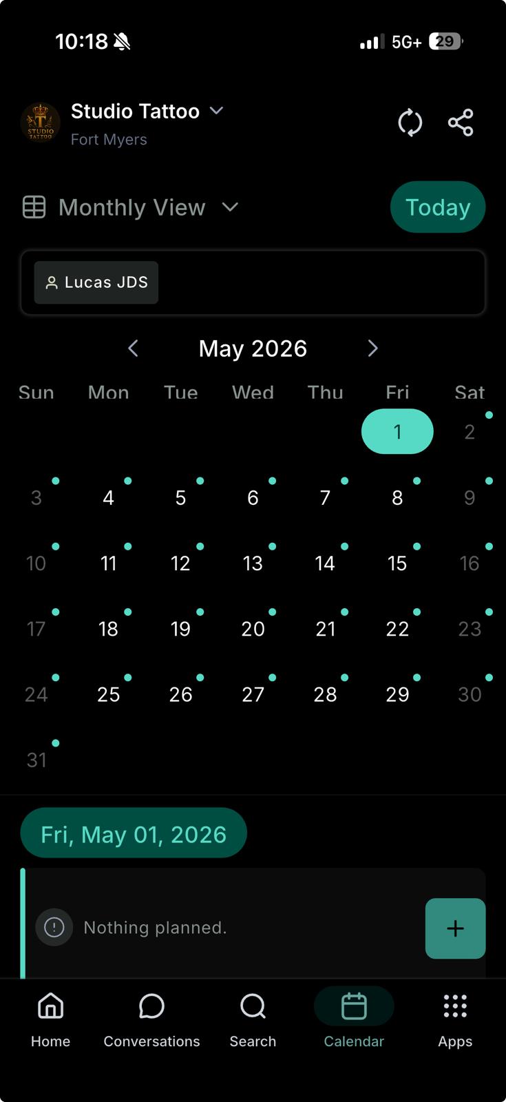 Fully booked calendar — May 2026